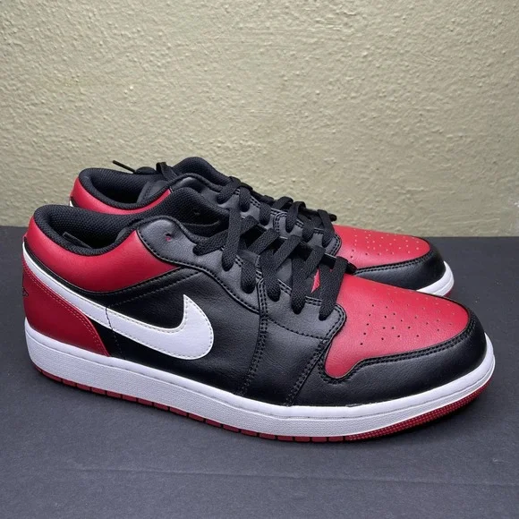 Nike Air Jordan 1 Low Men's Size 12 Shoes Black Gym Red White New 553558-066 nby - Picture 1 of 10